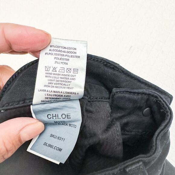 DL1961 Chloe Moto ActiveX Smart Denim Black Skinny Jans Size 14 NWT - Picture 8 of 9